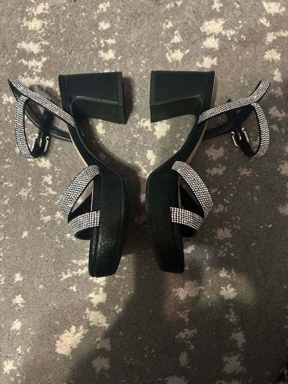 Copper Key Black Rhinestone Heels - Picture 3 of 7